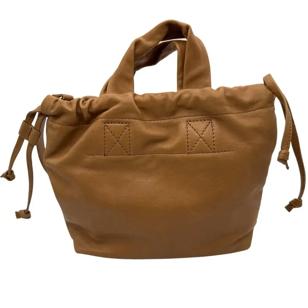 Madewell Piazza Crossbody Purse Brown Leather Timber Beam Bucket Bag NH025